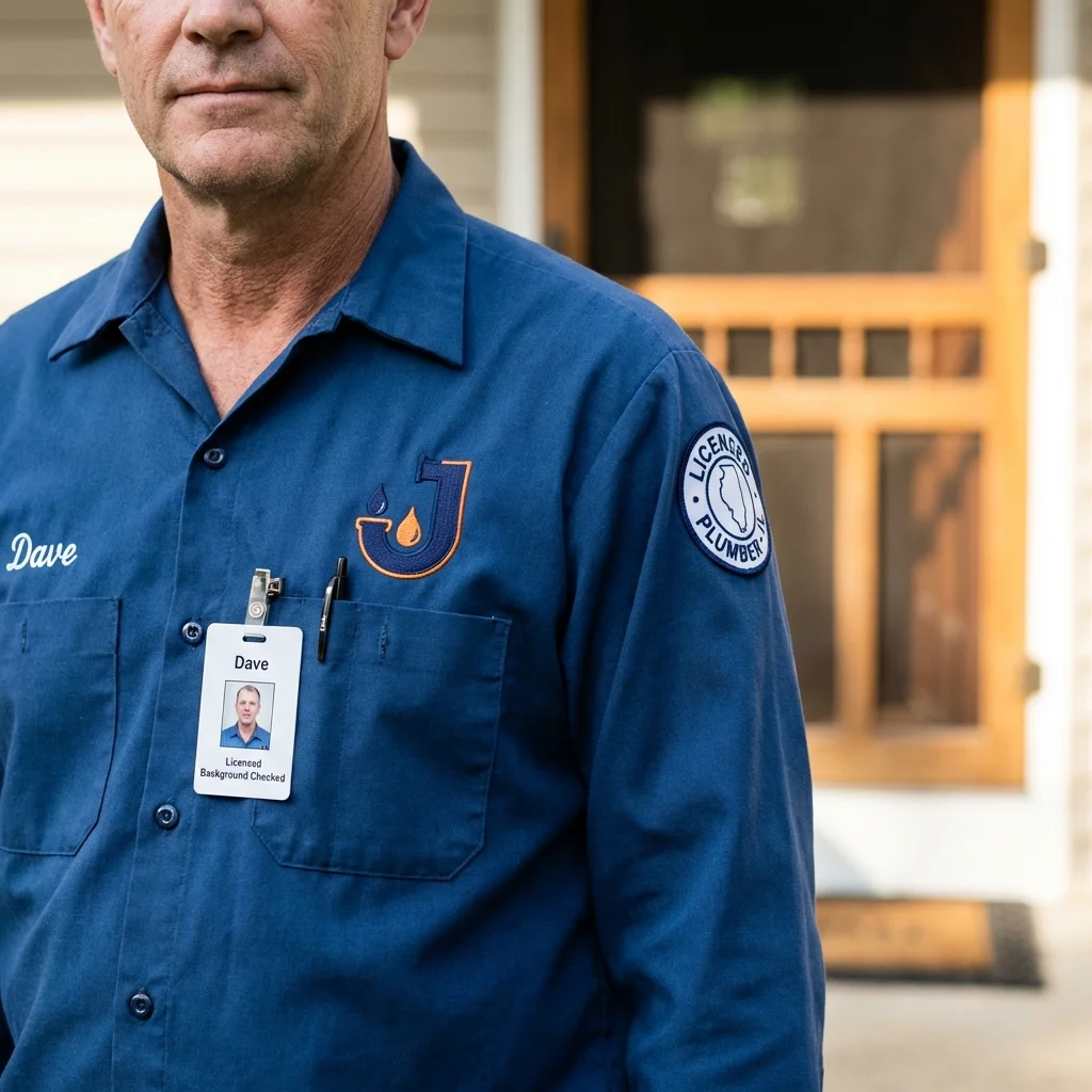 Licensed plumber showing ID badge in Saint Albans, WV