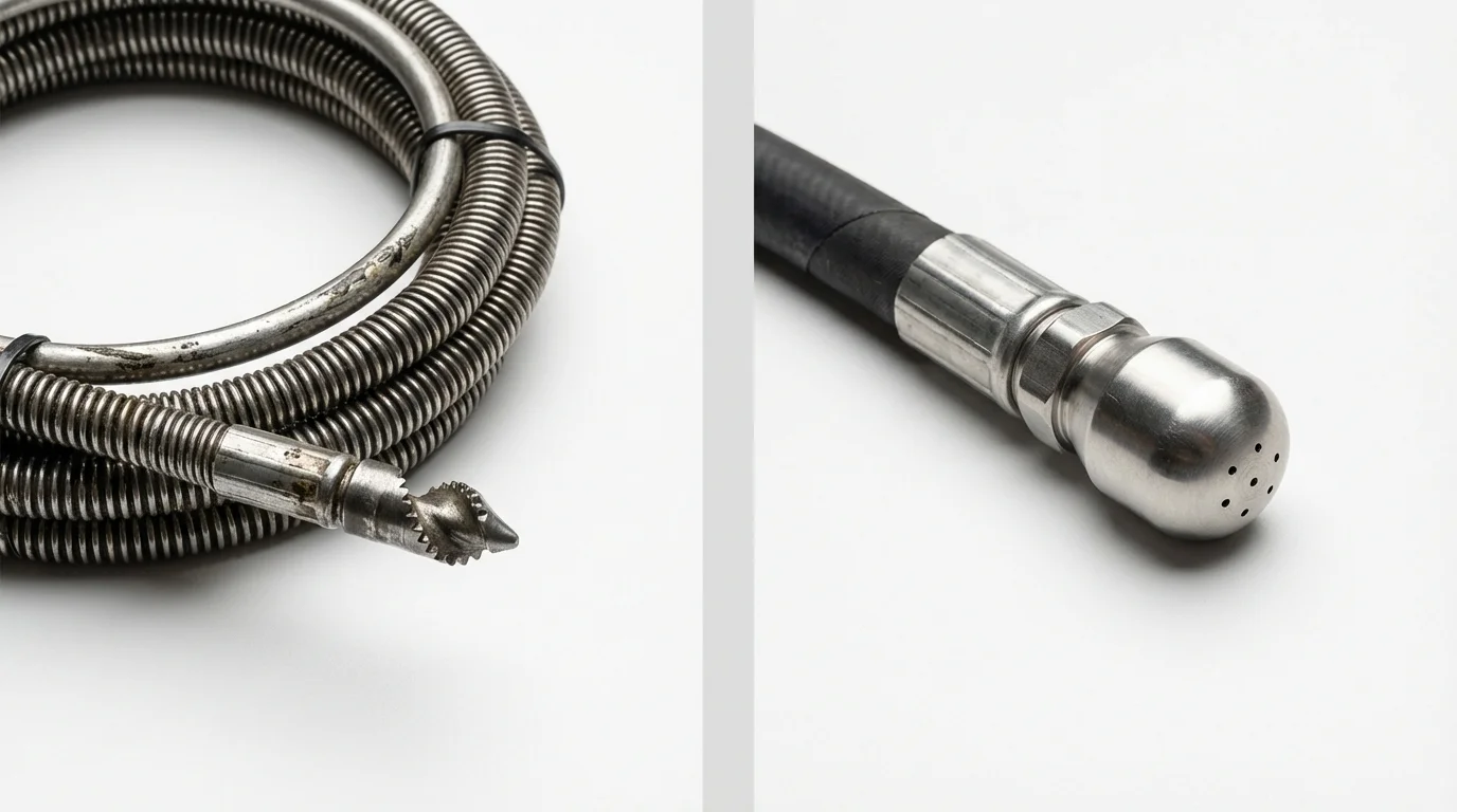 Drain snake cable and hydro jetting nozzle used for drain cleaning in Saint Albans, WV