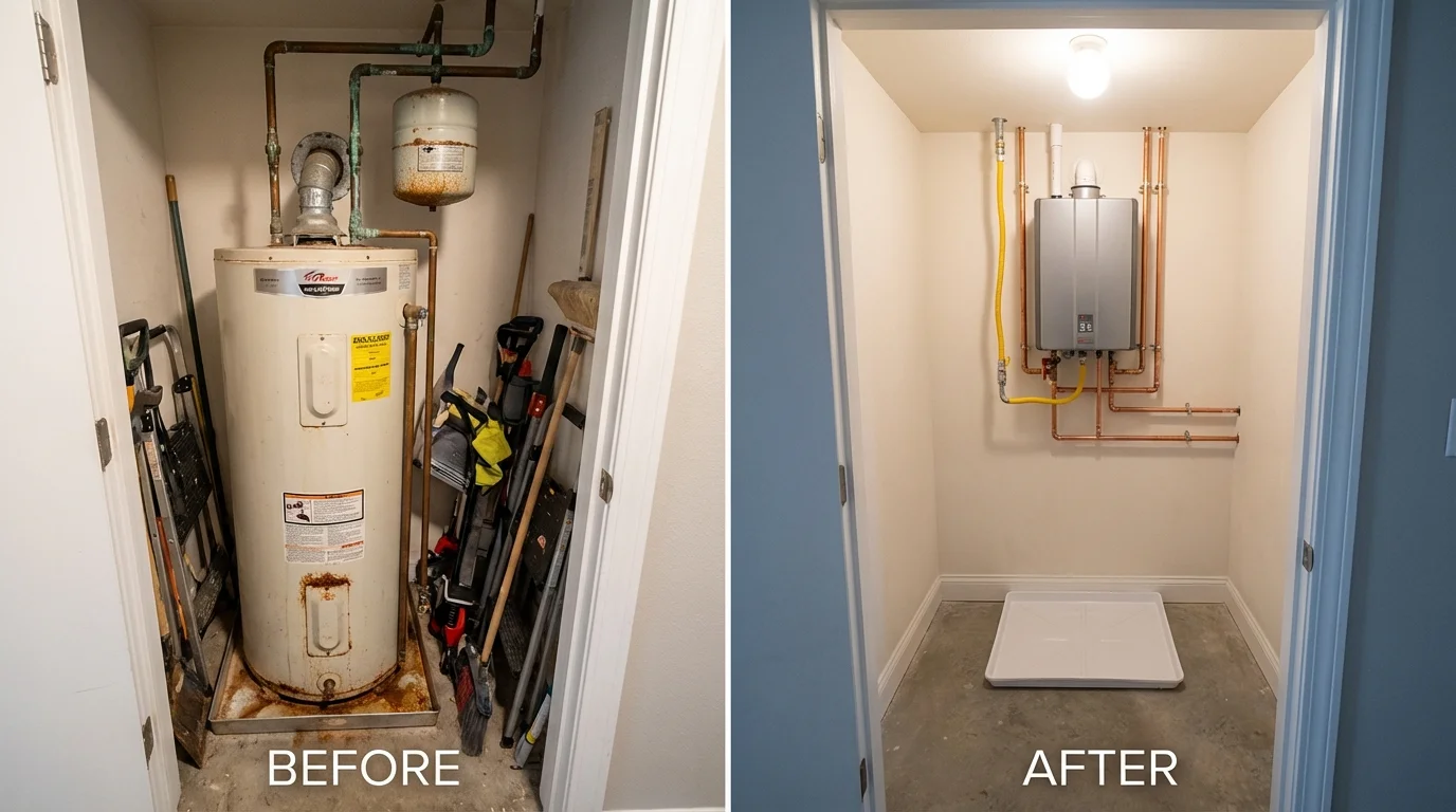 Tank water heater versus wall-mounted tankless unit comparison for Saint Albans, WV homeowners